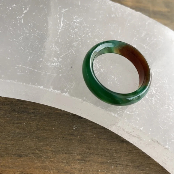 DARK GREEN CRAZY LACE AGATE MIDI RING BAND BOHO - Picture 3 of 6